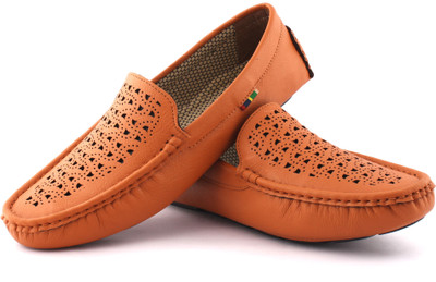 Gino Leatherlook Loafers For Men(Orange, Tan