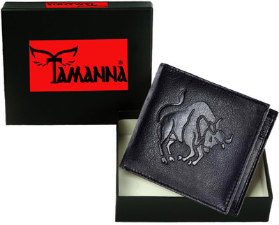 Tamanna Men Casual Black Genuine Leather Wallet(2 Card Slots)
