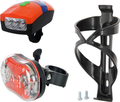 Dark Horse Bicycle 3 LED 3 Mode Front Light & Horn, Tail Light with Black Bottle Cage Combo LED Front Rear Light Combo(Black)
Dark Horse Bicycle 3 LED 3 Mode Front Light & Horn, Tail Light with Black Bottle Cage Combo LED Front Rear Light Combo(Black)