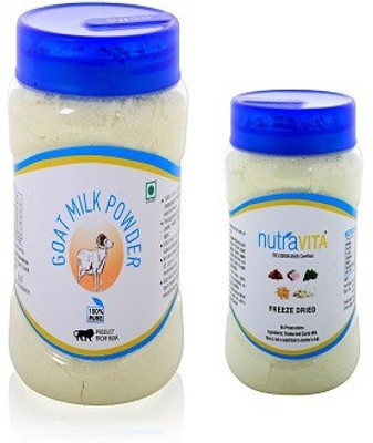 Nutra Vita Goat One Unit Each of 200 g and 50 G (Freeze Dried,Gluten Free, No Additives, No Preservatives) Packed in Reusable PET Bottles Flavored Milk Powder(250 g, Pack of 2)
Nutra Vita Goat One Unit Each of 200 g and 50 G (Freeze Dried,Gluten Free, No Additives, No Preservatives) Packed in Reusable PET Bottles Flavored Milk Powder(250 g, Pack of 2)