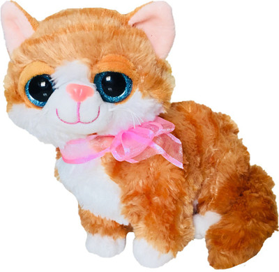 CREATIVEVILLA CUTE STANDING LITTLE BEIGE & WHITE CAT STUFFED PLUSH SOFT TOY - 27 cm(Multicolor)