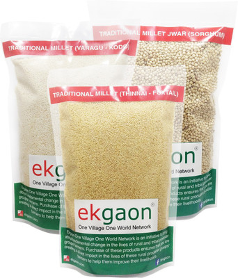 Ekgaon Combo - 3: Healthy Traditional Millets (Kodo Millet 500g,Foxtail Millet(Thinai) 500g, Jowar (Sorghum) 500g ) Kodo Millet(1.5 kg, Pack of 3)
Ekgaon Combo - 3: Healthy Traditional Millets (Kodo Millet 500g,Foxtail Millet(Thinai) 500g, Jowar (Sorghum) 500g ) Kodo Millet(1.5 kg, Pack of 3)