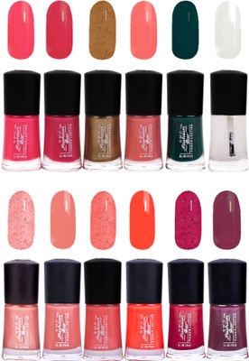 SMC FASHION BAR Gel Based Royal Nail Paint Combo Shimmer Light Peach, Brown Peach, Salmon Peach, Neon Orange, Shimmer Ruby Pink, Rich Rasin, Neon Pink, Carmine Red, Glossy Golden, Shimmer Peach, Dark Green, Top Coat(Pack of 12)
SMC FASHION BAR Gel Based Royal Nail Paint Combo Shimmer Light Peach, Brown Peach, Salmon Peach, Neon Orange, Shimmer Ruby Pink, Rich Rasin, Neon Pink, Carmine Red, Glossy Golden, Shimmer Peach, Dark Green, Top Coat(Pack of 12)