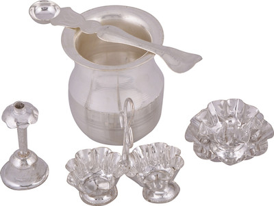 Shreeng silver plated pooja article no.1 5pcs. Stainless Steel(Silver)
Shreeng silver plated pooja article no.1 5pcs. Stainless Steel(Silver)