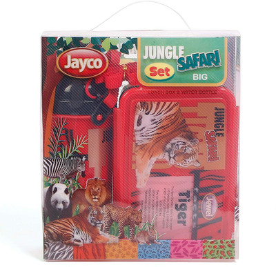 Jayco Jungle Safari Plastic Lunch box and water bottle Big Set Tiger School Set