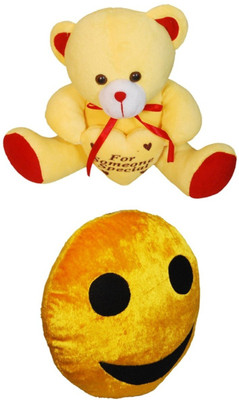Red Ballons Combo of Smiley Pillow with Cute Yellow colour chubby Teddy - 30 cms - 10 cm(Multicolor)
Red Ballons Combo of Smiley Pillow with Cute Yellow colour chubby Teddy - 30 cms - 10 cm(Multicolor)