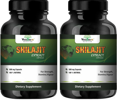 VEDA MAXX Shilajit Extract for Strength, Stamina,Vigour with 4.5% fulvic acid (Pack of 02 each contain 60 Capsules )(500 mg)
VEDA MAXX Shilajit Extract for Strength, Stamina,Vigour with 4.5% fulvic acid (Pack of 02 each contain 60 Capsules )(500 mg)