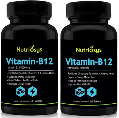 Nutriosys Vitamin B12 5000mcg ( Tablets)- Pack of 2(180 No)