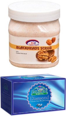 Pink Root BLACKHEADS SCRUB 500ML WITH NATURENCE DIAMOND BLEACH 200G(Set of 2)