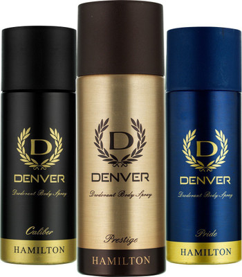 Denver Prestige, Caliber and Pride Deo Combo (Pack of 3) Deodorant Spray - For Men(495 ml, Pack of 3)
Denver Prestige, Caliber and Pride Deo Combo (Pack of 3) Deodorant Spray - For Men(495 ml, Pack of 3)