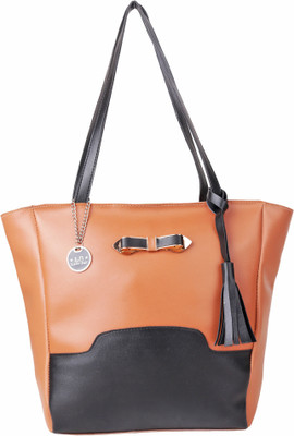 Lady bar Hand-held Bag(Tan, Black), Black;tan