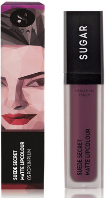 Sugar Cosmetics Suede Secret Matte Lipcolour 05 Poplin Plum (Blackened Plum), 6 ml(05 Poplin Plum)