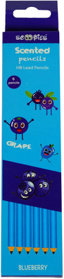 Scoobies Scented Pencils for Kids - Blueberry Colour Pencil(Set of 6, Blue)