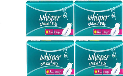 Whisper Maxi Fit 8+8+8+8 Pad Sanitary Pad(Pack of 4)