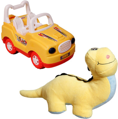 Red Ballons Combo of Dinanasour and Super stunt Car - 30 Cms - 10 cm(Yellow)