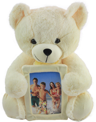 Miss & Chief Teddy Bear Photo Frame Tab -40 Cm | Soft Toy | Put Ur Photo - 40 cm(Cream)
