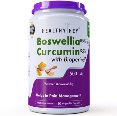 HealthyHey Nutrition Boswellia Serrata and Curcumin with Bioperine, 60 Vegetable Capsules - Pack of 1(500 mg)
HealthyHey Nutrition Boswellia Serrata and Curcumin with Bioperine, 60 Vegetable Capsules - Pack of 1(500 mg)