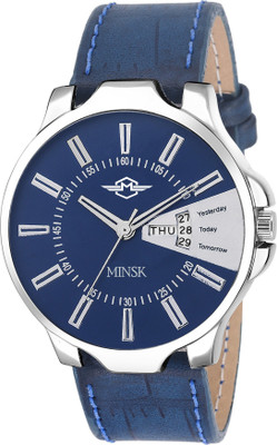 MINSK MK7060 Day n Date functioning with leather strap Men and Boys Watch - For Men