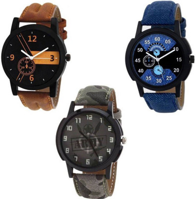 R P S Fashion New Watch Fancy Collcetion Look Men Pack Of 3 Watch - For Men