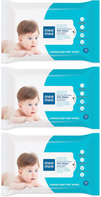 MeeMee Caring Baby Wet Wipes with Aloe Vera (72 pcs) (Pack of 3)(216 Pieces)