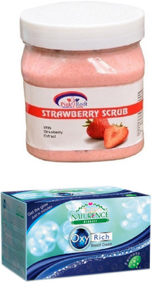 Pink Root STRAWBERRY SCRUB 500ML WITH NATURENCE OXY RICH BLEACH 230G(Set of 2)