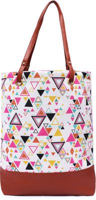 Suprino Hand-held Bag(White, Tan), Tan;white