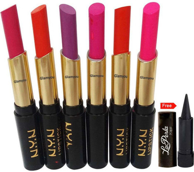 Glamyou Moisturzing Matte & Shiny Rich Col Lipstick Pack Of 6 Free Kajal-APPP-B(Multicolor)
Glamyou Moisturzing Matte & Shiny Rich Col Lipstick Pack Of 6 Free Kajal-APPP-B(Multicolor)