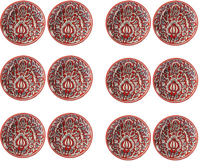 Caffeine Red Mughal Plate(Pack of 12)