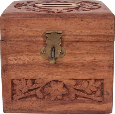Craft Trade Wooden Brown Money Bank/Coin Bank and Piggy Bank (Brown13) Coin Bank(Brown)