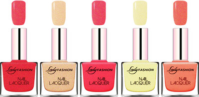 Lady Fashion Ultra HI-Shine Long Stay Nail Polish Pink, Beach Nude,Bright Pink,Mettalic Gold,Orange Silk(Pack of 5)
Lady Fashion Ultra HI-Shine Long Stay Nail Polish Pink, Beach Nude,Bright Pink,Mettalic Gold,Orange Silk(Pack of 5)