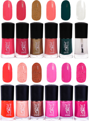 SMC FASHION BAR Gel Based Long Lasting Nail Paint Combo Neon Pink, Carmine Red, Glossy Golden, Shimmer Peach, Dark Green, Top Coat, Neon Orange, Shimmer Soft Peach, Shimmer Cinnamon, Rose Pink, Grape Color, Red Purple Matelic(Pack of 12)
SMC FASHION BAR Gel Based Long Lasting Nail Paint Combo Neon Pink, Carmine Red, Glossy Golden, Shimmer Peach, Dark Green, Top Coat, Neon Orange, Shimmer Soft Peach, Shimmer Cinnamon, Rose Pink, Grape Color, Red Purple Matelic(Pack of 12)