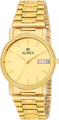AUREX AX-GR156-GLG Golden Dial Day And Date Functioning Watch - For Men