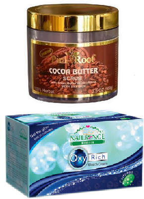 Pink Root COCOA BUTTER SCRUB 100G WITH NATURENCE OXY RICH BLEACH 230G(Set of 2)