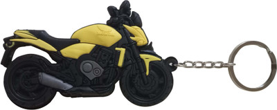 Hims double sided Rubber Key Ring black & Yellow Honda Bike Design Key Chain