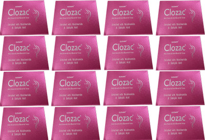 Elegant CLOZAC SOAP ANTI ACNE (ANTI PIMPLES) & ANTI BACTERIAL SOAP ( PACK OF 16*75 GM )(1200 g, Pack of 16)
Elegant CLOZAC SOAP ANTI ACNE (ANTI PIMPLES) & ANTI BACTERIAL SOAP ( PACK OF 16*75 GM )(1200 g, Pack of 16)