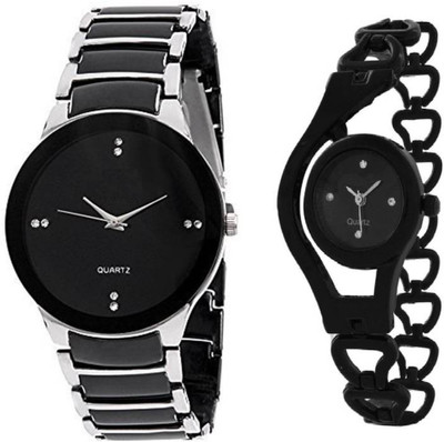 FabSale Best New Designer MultiColor Metal Strap Stylish Attractive Round Black Dial Diamond Studded On Dial(Pack Of 2) Latest Analog Wrist Watch - For Couple
FabSale Best New Designer MultiColor Metal Strap Stylish Attractive Round Black Dial Diamond Studded On Dial(Pack Of 2) Latest Analog Wrist Watch - For Couple