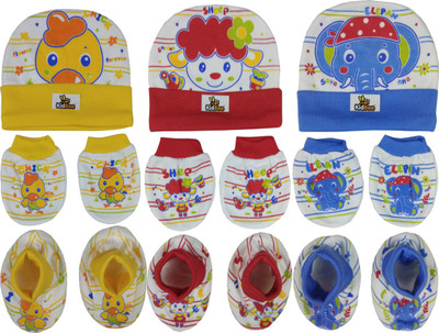 Kidbee Baby Booties Mittens Cap Combo Set(Multicolor1)