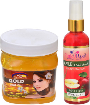 Pink Root GOLD GEL 500ML WITH APPLE FACE WASH 100ML(Set of 2)
