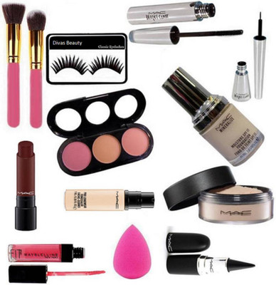 divas beauty Eyelashes & Makeup Brush2 With Mac 3 Shades Blusher & Mineralize Foundation, Broke Candy Eyeliner & Mascara With Face Loose Powder & Pro Long Wear Concealer And Liptensity Lipstick & Sponge Puff With Stick Kajal & Lip Gloss(Set of 13)
divas beauty Eyelashes & Makeup Brush2 With Mac 3 Shades Blusher & Mineralize Foundation, Broke Candy Eyeliner & Mascara With Face Loose Powder & Pro Long Wear Concealer And Liptensity Lipstick & Sponge Puff With Stick Kajal & Lip Gloss(Set of 13)