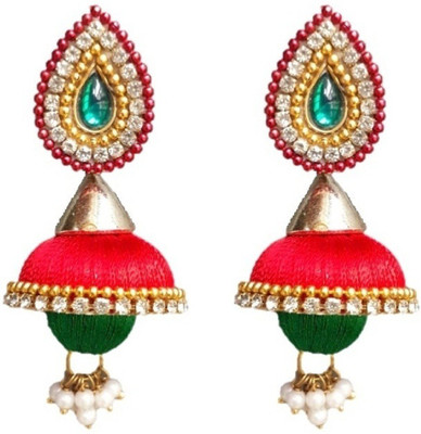 AARTIEARRING DELIGHT SILK THREAD EARRING Pearl Plastic, Metal Stud Earring