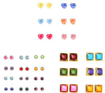 HONBON Multicolor small Crystal & Heart Shape & Multi Color Square Crystal Stud Earrings With Plastic Back for Girls and Women (Combo of 24 Pairs) Plastic Stud Earring
HONBON Multicolor small Crystal & Heart Shape & Multi Color Square Crystal Stud Earrings With Plastic Back for Girls and Women (Combo of 24 Pairs) Plastic Stud Earring