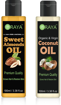 ORAYA 100% Pure & Natural Cold Pressed Sweet Almond Oil & Cold Pressed Coconut Oil Hair Oil(200 ml)
ORAYA 100% Pure & Natural Cold Pressed Sweet Almond Oil & Cold Pressed Coconut Oil Hair Oil(200 ml)