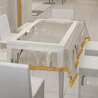 E-Retailer Abstract 6 Seater Table Cover(Transparent, PVC)