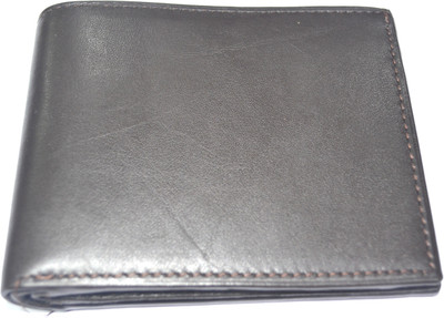 Pin to Pen Men Casual Grey Genuine Leather Wallet(10 Card Slots), Black