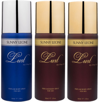 LUST BY SUNNY LEONE 1 Lust BLUE & 2 Lust BROWN Body Spray - For Men(450 ml, Pack of 3)