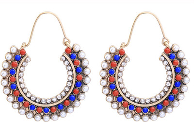 UC Jewelry Bohemia Cubic Zirconia, Beads Metal, Alloy, Crystal Chandbali Earring