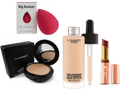 Big Basket Sponge Puff&Mac Studio Waterweight Foundation, Mac Studio fix Powder Plus foundation Fond De Teint, 9to5 Matte Lipstick(Set of 4)
Big Basket Sponge Puff&Mac Studio Waterweight Foundation, Mac Studio fix Powder Plus foundation Fond De Teint, 9to5 Matte Lipstick(Set of 4)