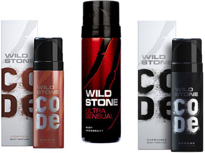 Wild Stone CODE CHROME Deodorant Spray - For Men(120 ml, Pack of 3)