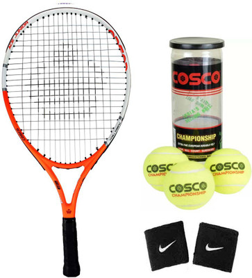 Cosco Ace 23 ( Junior Size - 23 Inch) Tennis Racquet ( Color on Availability) with Tennis Ball " Championship " 2 Band ( Color on Availability) Tennis Kit
Cosco Ace 23 ( Junior Size - 23 Inch) Tennis Racquet ( Color on Availability) with Tennis Ball " Championship " 2 Band ( Color on Availability) Tennis Kit
