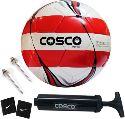Cosco Munich Football Size-5 ( Color on Availability) With Football Pump and 1 Pair Wrist Band Football Kit
Cosco Munich Football Size-5 ( Color on Availability) With Football Pump and 1 Pair Wrist Band Football Kit